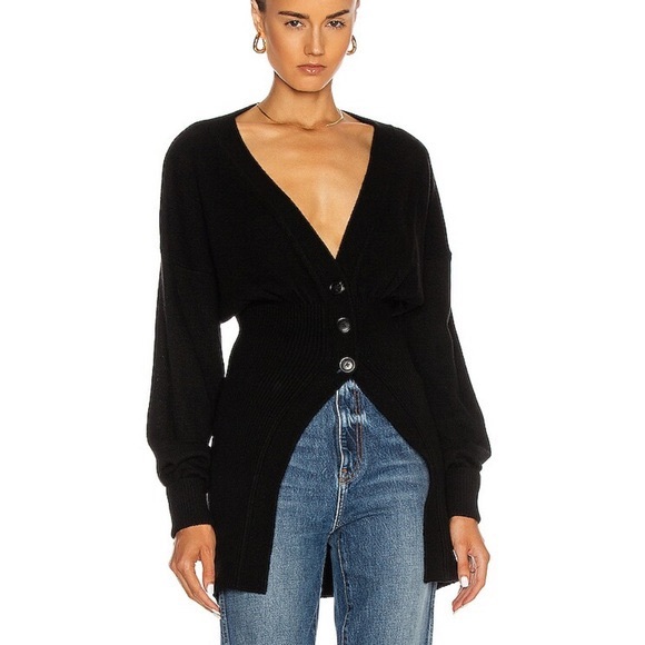 Alexander Wang black smocked waist oversized cardigan - Picture 1 of 5